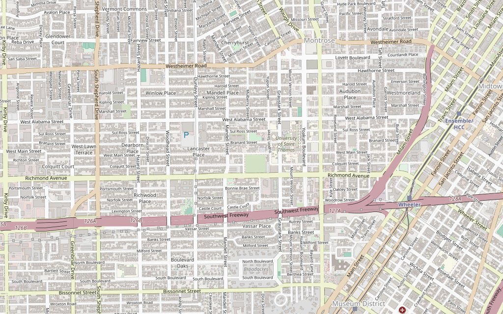 Approximate area map of Montrose, Houston, Texas